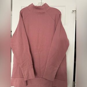 Fabletics funnel neck tunic sweatshirt in pink, 1X